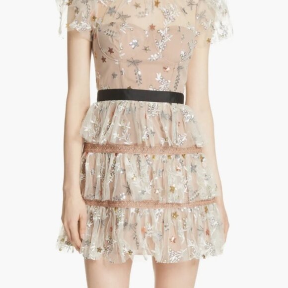 Self-Portrait Star Mesh Tiered Dress - Picture 4 of 5